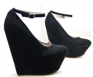 Mary Jane Platform Wedge Super High Heel Black Gray