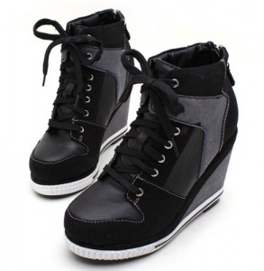 platform wedge booties high heels sneakers shoes lace up